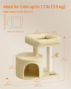 Tour pour chat <span class=keywords><strong>Feandrea</strong></span> avec griffoir en sisal, niche en peluche et perchoir rembourré pour petits espaces - Product Image 6