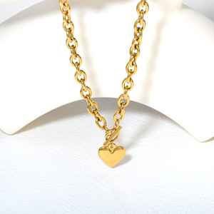 Collar con Colgante de Corazón de Acero Inoxidable, Chapado en Oro de 18k, Joyería de Moda para Uso Diario, Regalo - Product Image 3