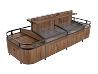 Staal houten fruit- en groentepresentatierek, schap, standaard, productenrek, tafel voor supermarkt