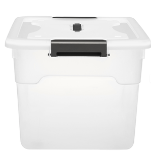 4pk 30L 45L 60L Caja de almacenamiento de plástico grande apilable con tapa Caja de plástico transparente Organizador con asa - Product Image 2