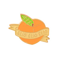 Grosir Tidak Ada Minimum Logam Buah Lapel Pin Lencana Kustom Lucu Oranye Peach Enamel Pin untuk Topi