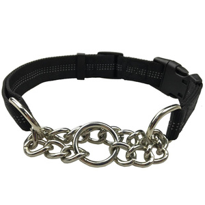 Großhandel Einstellbare Nylon Martingale Hund Ausbildung Kragen Mit Edelstahl Choke Kette Hund kragen choke - Product Image 1
