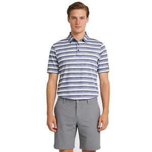 Custom Logo Summer Slim Fit Round Neck <strong>Long</strong> <strong>Sleeve</strong> Men's Striped 100% Cotton Quick Dry Golf <strong>Polo</strong> <strong>Shirts</strong> - Product Image 1