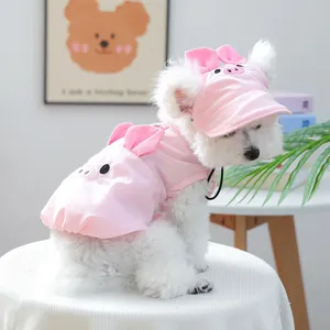 Chapeau de <span class=keywords><strong>soleil</strong></span> rose et gilet fleuri pour chiens, ensemble assorti de vêtements mignons pour chiots, tenue de costume pour animaux de compagnie pour chiens de petite et moyenne taille - Product Image 5