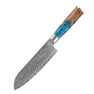 Ensemble de 8 couteaux de cuisine en acier carbone Damas avec manche en résine, comprenant un couteau Santoku, un couteau à désosser, un couteau utilitaire et un couteau à éplucher - Product Image 3