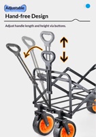 Chariot pliable en métal réglable à quatre roues avec auvent, pour animaux de compagnie, camping en extérieur, transport d'enfants, rangement à ouverture arrière