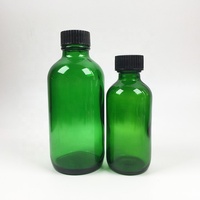 Flacon compte-gouttes en verre, 5 pièces, bouteille ronde Boston avec capuchon en Poly noir, pour lotion, jus, huiles, ml 1oz 2oz 4oz 8oz 16 oz