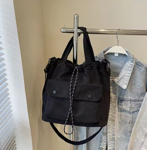 Women's canvas tote bag fashion style tote bag zipper opening polyester lining work commuting shopping bag - Product Image 1