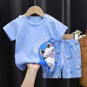 Costume à manches courtes pur coton été nouveau garçon vêtements bébé vêtements femme t-shirt vêtements pour enfants en gros - Product Image 2