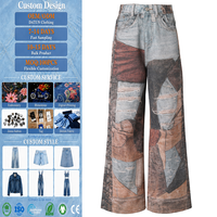 Jean Femme Baggy Denim Jambe Courbe Large Taille Haute Détendu Broderie Vintage Bleu Stretch Automne Grossiste Pantalon