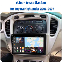 Stereo Mobil Android 9 Inch 2DIN GPS DSP OBD2 WIFI BT CarPlay untuk Highlander 2000-2007