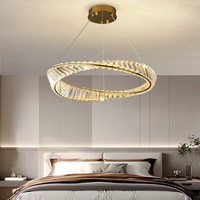Lustre de restaurant moderne à double couche en cristal, forme ellipse, pour salle à manger et bar, style luxe, vente directe usine
