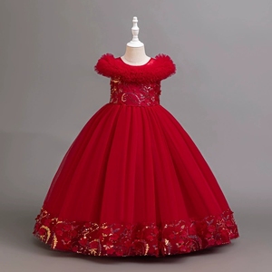 Abito da ragazza grande stile stile europeo 12 anni soffice spalle dal Design abito da sposa da ragazza fiore abito da <span class=keywords><strong>principessa</strong></span> per bambini blu - Product Image 6