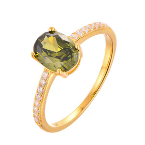 مجوهرات فضة مصير بيضاوية مقطعة من الأحجار الكريمة خاتم خطوبة زفاف أخضر للنساء - Product Image 4