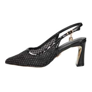 Sandalias de Tacón Alto con Punta en Pico y Tira Trasera para Mujer Laura Biagiotti, de Charol con Forro de Malla Transpirable, Color Negro, Tacón de 8 cm, Talla 36 - Product Image 1