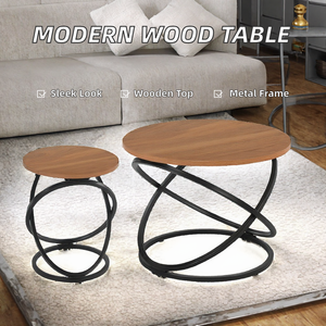 Table basse en teck moderne pour l'extérieur / Table d'appoint en métal KD pour l'intérieur, pour le bureau et le bar, pour le mobilier de salon - Product Image 2