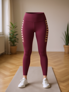 Leggings de yoga de cintura alta y longitud completa con diseño hueco, pantalones sin costuras de poliéster y spandex con elasticidad en cuatro direcciones para mujer - Product Image 3