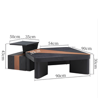 Table basse italienne de luxe en olivier massif, patchwork, durable, écologique, moderne, carrée, pour salon