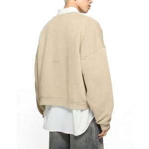 Sudadera de cuello redondo de gran tamaño Vintage Boxy personalizada para hombre, 100% de algodón, estilo informal teñido liso para temporada de otoño - Product Image 2