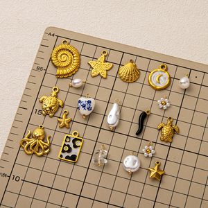 Nuovo Ciondolo a Forma di <span class=keywords><strong>Conchiglia</strong></span> Stella Marina Tartaruga in Acciaio Inossidabile Placcato Oro 18K, Collana Fai-da-Te per Donna, Gioielli Regalo - Product Image 2