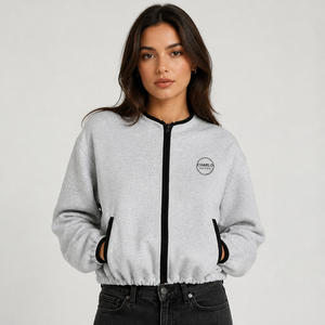 Chaqueta Deportiva Personalizada Charlo con Cierre, Chaqueta Bomber de Forro Polar Grueso para Mujer, Sudaderas con Capucha Estilo Urbano Unisex, Venta al Por Mayor, REACH GCC - Product Image 1