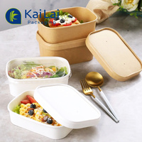 Eco-Vriendelijke Wegwerp Groothandel Take Away Food Rechthoek Kom Verpakking Biologisch Afbreekbare Wegwerp Kraftpapier Lunchdoos