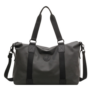 Bolsa de lona de viaje de tela Oxford para hombre, bolsa de gimnasio con correa ajustable de gran capacidad, color sólido gris - Product Image 1