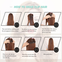 Harga Pabrik Grosir Rambut Asli Remy Alami Tanpa Proses Virgin Clip-in Straight Wave Ekstensi Rambut Eropa Mesin Double