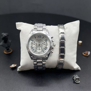 Luxury Couple <strong>Watches</strong> Alloy Case Stainless Steel Band 40mm Quartz Glass Waterproof <strong>Fashion</strong> Trendy Unisex <strong>Watch</strong> + Bracelet <strong>Set</strong> - Product Image 5