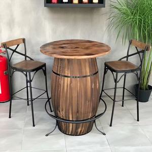 <span class=keywords><strong>Mesa</strong></span> Redonda de Madera para Comedor, Cocina o Restaurante, con Patas Metálicas, Estilo Comercial - Product Image 4
