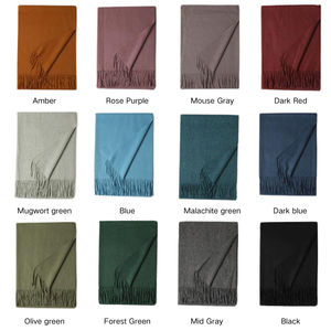 Écharpe en laine pure 100% de qualité supérieure, multicolores, unie, 70*200cm, 280g, respirante, épaisse et chaude pour le temps froid - Product Image 3