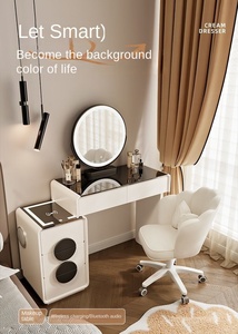Tocadores de Maquillaje con Altavoz Bluetooth y Espejo Ajustable, Elegante Tocador de Madera para Dormitorio, Muebles de Decoración para el Hogar - Product Image 6