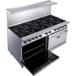 Cuisinière à gaz commerciale en acier inoxydable, pour restaurant, 10 brûleurs avec double four - Product Image 5