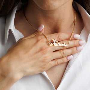 Collana con Nome Personalizzato, Catena a Maglia in Acciaio Inossidabile Placcato Oro 18K per <span class=keywords><strong>Bambini</strong></span>, Ciondolo con Lettera - Product Image 2