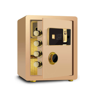 Customized Steel <b>Fingerprint</b> <b>Safe</b> Box With Electronic Digital & Key Lock Black Gold Small Office Home Hotel KF25XC <b>Fingerprint</b> S - Product Image 2