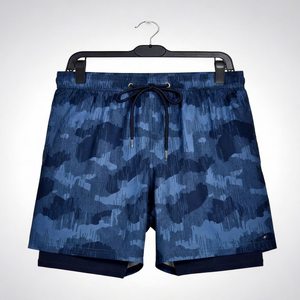 Blue <b>Camo</b> Men's <b>Shorts</b> Eco-Friendly High Street Quick Dry Breathable Elastic Waist Drawstring Pocket Athletic Casual Wear - Product Image 1