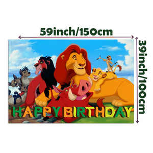 Décorations de fête sur le thème du film d'animation Le <span class=keywords><strong>Roi</strong></span> <span class=keywords><strong>Lion</strong></span> Simba, bannière joyeux anniversaire, toile de fond pour les enfants, garçons, fournitures de décoration de fête d'anniversaire - Product Image 4