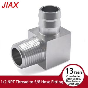 90 Degree Aluminum <b>Heater</b> Hose Connector Adapter, 1/2" NPT Male to 5/8" Hose Barb, CNC Machined Auto Heating System <b>Pipe</b> Fitting - Product Image 3