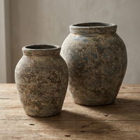 Grand pot de fleurs vintage en fibrociment avec trou de drainage, écologique, léger, pour jardinage intérieur/extérieur, décoration de la maison