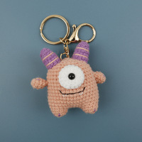 Porte-clés Monstre Mignon et Original en Tricot Fait Main avec de Grands Yeux en Peluche