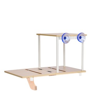 Meuble pour chat en bois massif à double niveau, pour baie vitrée, avec fonction de grimpette et table d'appoint pour le soleil - Product Image 1