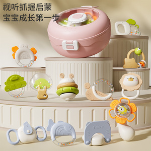 Ensemble de hochets de dentition pour bébé en silicone, 0-24 mois, unisexe, pour nourrissons et tout-petits, jouet d'apprentissage auditif à saisir et à mâcher - Product Image 1