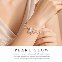 Bracelet de perles d'eau douce avec motif floral, feuilles et grappe de vigne, en or rose, zircon floral, ensemble de bracelets de mariée en cristal pour femme 2026