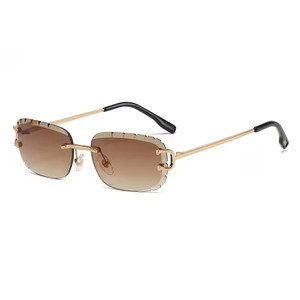 Gafas de Sol Q106 con Logotipo Personalizado, Diseño de Marca para Mujer, Montura Metálica Cuadrada sin Aro, Corte de Diamante, Pequeñas - Product Image 5