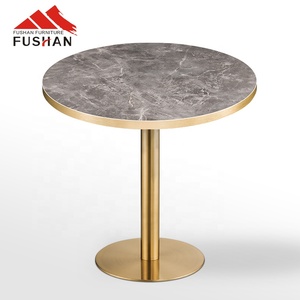 Hiện đại đơn giản phong cách vòng melamine bảng Top Vàng cạnh với kim loại chân vòng bàn ăn 2 chỗ ngồi cho quán cà phê và nhà hàng - Product Image 5