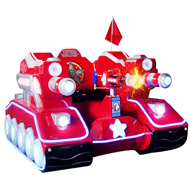 Top Seller Parent-kid Interactive game with led light Gun Shooting Kid Ride On Tank Robot machine for Amusement Park