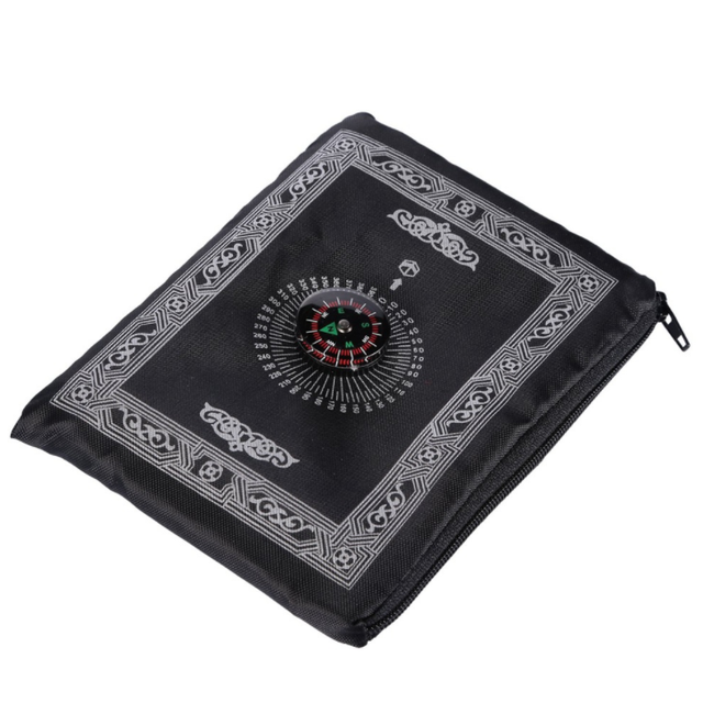 PM01 Travel Muslim Prayer Mat Compass Pocket Size Portable Qibla Finder Booklet Waterproof Polyester Corner Ironed