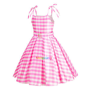Enfants 1950s rose Plaid Tartan robe pour filles rose robe à carreaux avec Plaid cheveux arc film TV Cosplay Costume tenue - Product Image 3