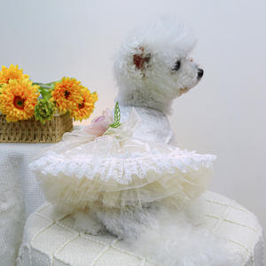Nueva ropa de primavera y verano para perros y mascotas, lindas faldas de gasa hinchadas, vestidos de princesa de boda florales Retro para perros pequeños y gatos - Product Image 3