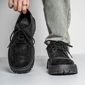 2026 New Men's Casual Leather Shoes Low Top Wear-resistant Leather Upper Four Seasons Work Shoes Thick Sole Shoes - Product Image 3